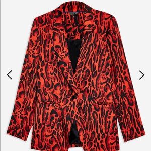 NWT Topshop red leopard blazer suit jacket Sz 4